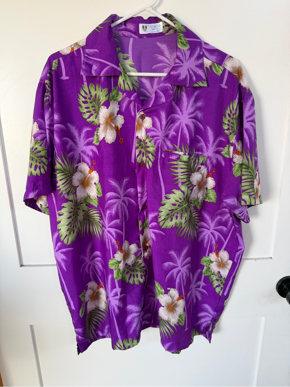 Men's Purple Hawaiian Floral Shirt VHO Sz XL